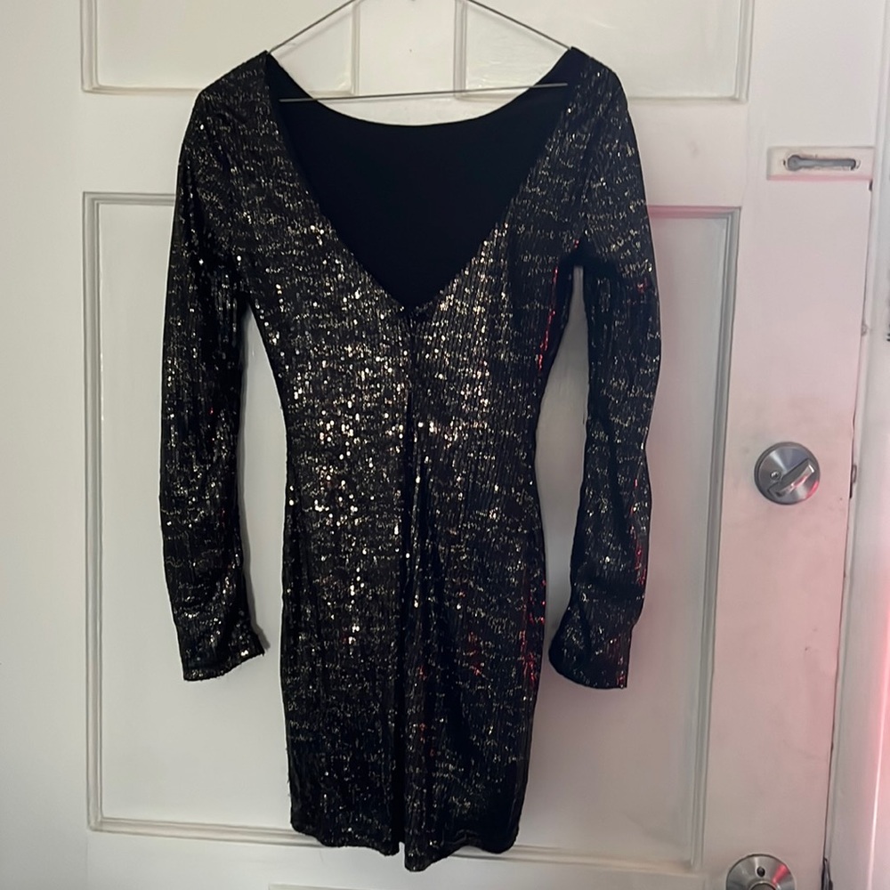 Black sequins mini dress